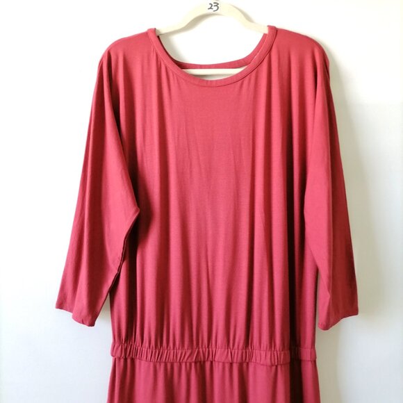 Soft Surroundings Pink Open Drape Back Side Slit Maxi Dress Size Tall L - Picture 2 of 7